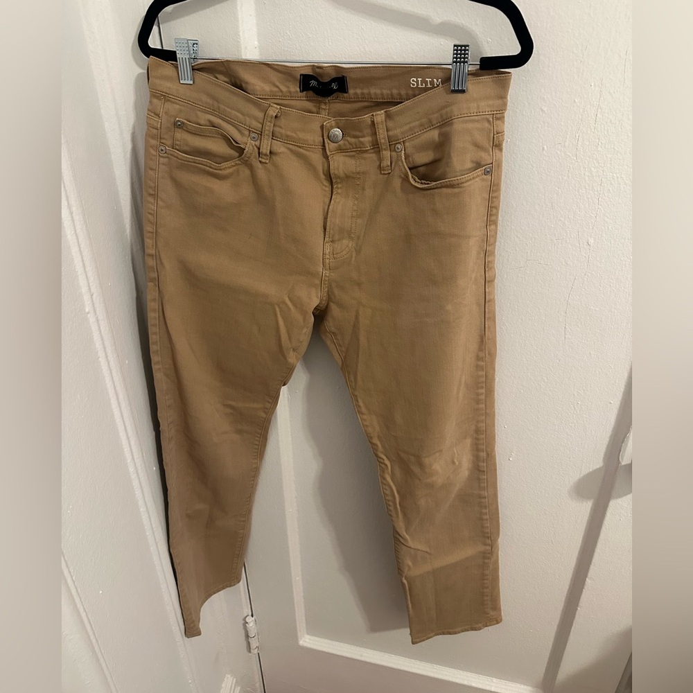 Madewell tan slim jeans. Perfect for fall - spring